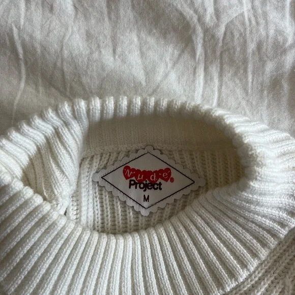 NUDE Project White Ribbed Sweater - Picture 4 of 8